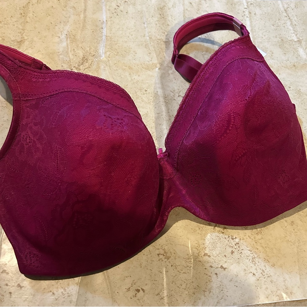 NWT cacique size 36H hot pink lightly lined modern lace balconette bra underwire